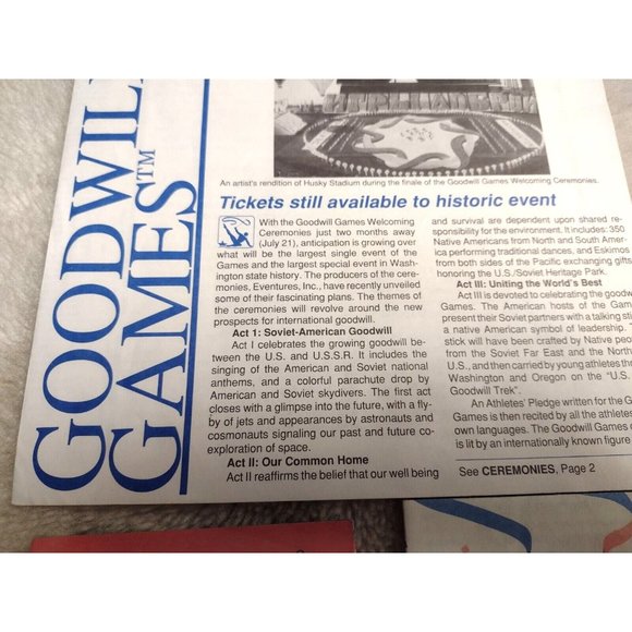Goodwill Games 1990 Seattle WA June 1990 Pamphlets Entry Form Brochure Olympics - Picture 3 of 4